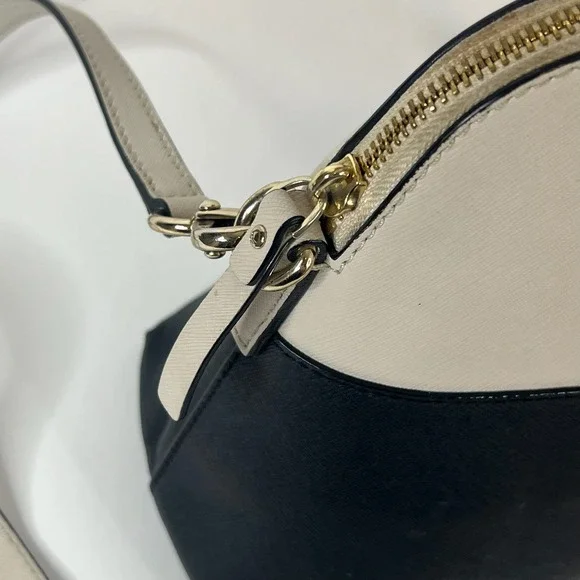 Kate Spade Satchel Handbag Two Tone Black Cream Leather Gold Hardware‎ Crossbody - Picture 6 of 13